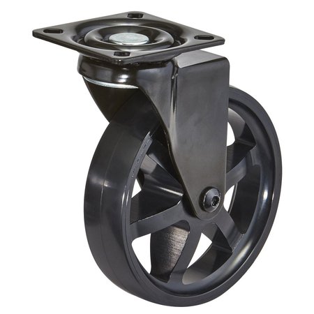 RICHELIEU HARDWARE Aluminum Single Wheel Design Caster, Swivel Without Brake, with Plate, Black 810002019090