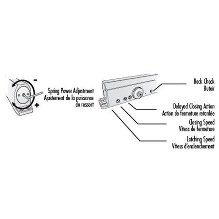 Richelieu 9016 Series Adjustable Power Door Closer, Satin Aluminum, 180 Door closer 9016AL