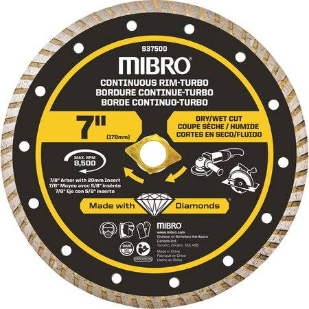 RICHELIEU HARDWARE 7-inch (178 mm) Continuous Rim Turbo Diamond Blade for Metal 937501