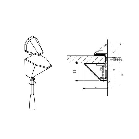Richelieu 1 Pair, Triangular Wall Mount Shelf Support for Glass Shelves, Chrome, 3 to 20mm 93920140