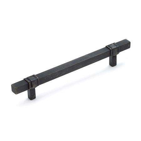 RICHELIEU HARDWARE 6 5/16 in (160 mm) Center-to-Center Matte Black Iron Contemporary Forged Iron Cabinet Pull Castelo BP33652160909