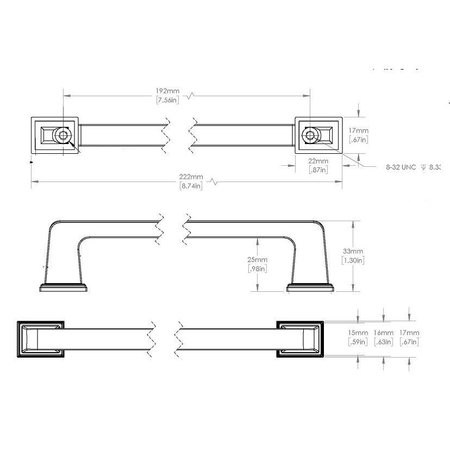 Richelieu Hardware 7 9/16-inch (192 mm) Center to Center Aurum Brushed Gold Traditional Cabinet Pull BP8695192158