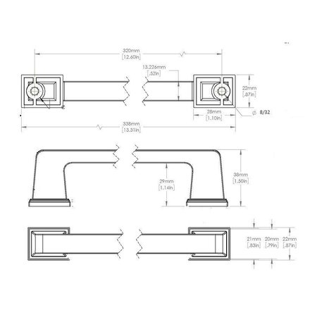 Richelieu Hardware 12 5/8-inch (320 mm) Center to Center Matte Black Traditional Cabinet Pull BP8695320900