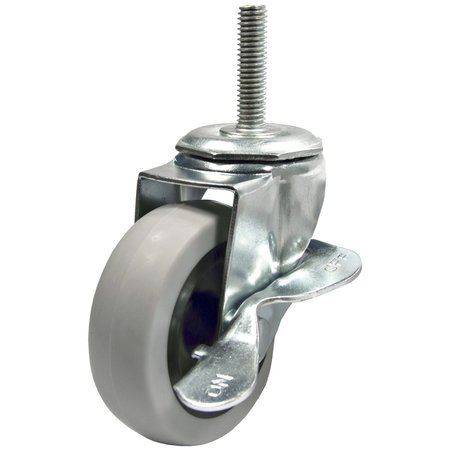 MADICO Industrial Casters for General Use, Swivel with Brake, with Threaded Stem, Gray F24733