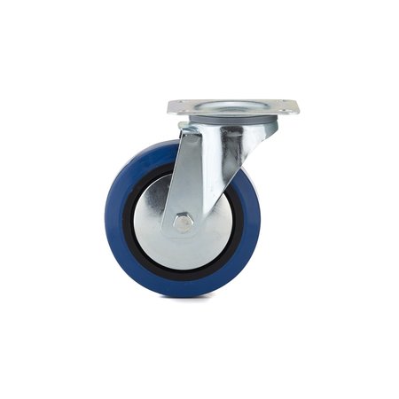 Richelieu Hardware Industrial Blue Elastic Rubber Caster, Swivel Without Brake, with Plate, Blue F24789