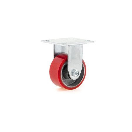 MADICO Heavy-Duty Mold‐On Polyurethane Industrial Casters, Fixed, with Plate, Red F25004