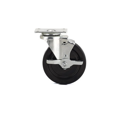 Richelieu Hardware Industrial Black General-Duty Rubber Caster, Swivel with Brake, with Plate, Black F25426