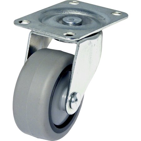 RICHELIEU HARDWARE Industrial Gray Thermoplastic Rubber Caster, Swivel Without Brake, with Plate, Gray F25655