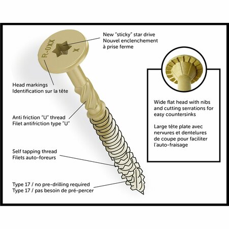 Richelieu 3/8-inch x 4 1/2-inch CST Torx Star Drive General Construction Screw, 50PK FTC17GO38412L