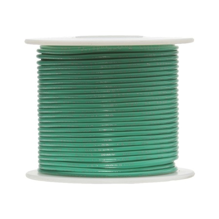Remington Industries 18 AWG Gauge Solid Hook Up Wire, 100 ft Length, Green,  0.0403 Diameter, UL1007, 300 Volts 18UL1007SLDGRE