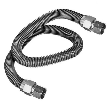 Flextron Gas Line Hose 3/8'' O.D. x 48'' Length with 3/8 FIP Fittings,  Stainless Steel Flexible Connector FTGC-SS14-48H