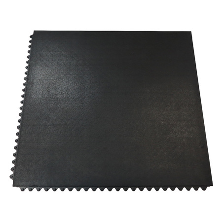 RUBBER-CAL Revolution Interlocking Rubber Floor - 12mm x 36 in x 36 in Rubber Tiles - Black, 64PK 03-203-WTILE-64