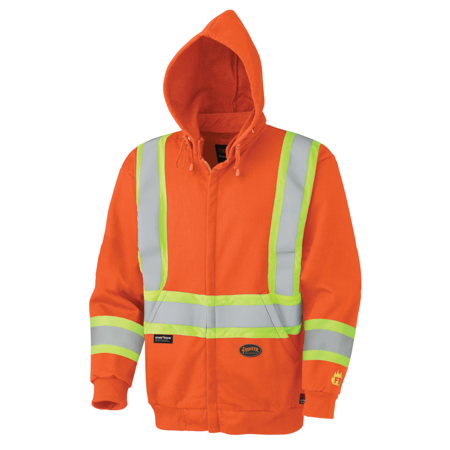 Pioneer Hi-Vis, FR Zip-Style Safety Hoodie, Heavyweight Cotton, Orange ...