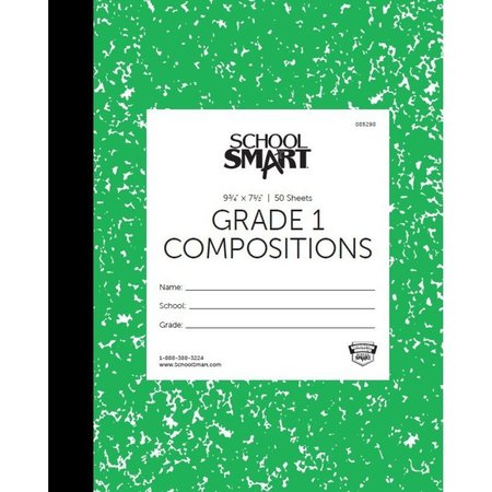  School Smart Composition Paper, Red Margin, 8-1/2 x 11