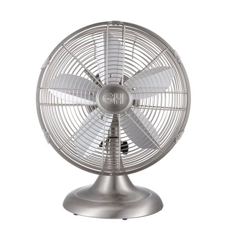 GOOD HOUSEKEEPING 12in Retro Table Fan in Brushed NIckel finish 92605