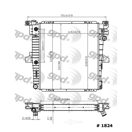 GLOBAL PARTS DISTRIBUTORS Radiator, 1824C 1824C