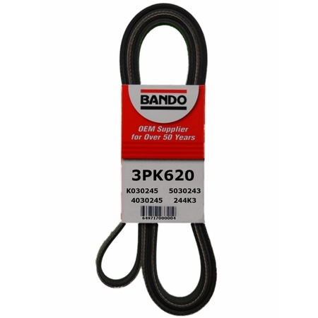 BANDO Rib Ace Precision Engineered V-Ribbed Belt - Supercharger, 3PK620 3PK620