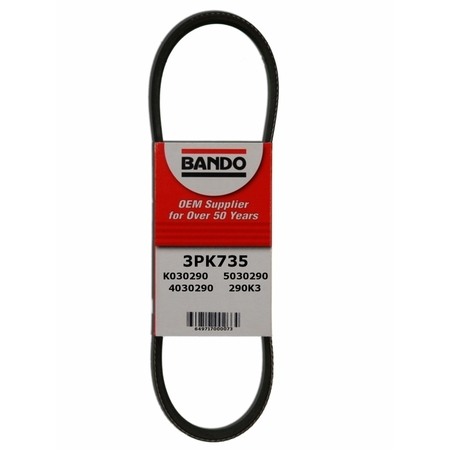 BANDO Rib Ace Precision Engineered V-Ribbed Belt - Alternator, 3PK735 3PK735