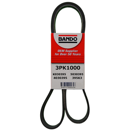 BANDO Rib Ace Precision Engineered V-Ribbed Belt - Power Steering, 3PK1000 3PK1000