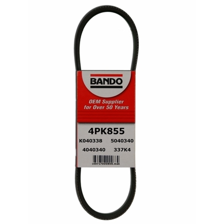 BANDO Rib Ace Precision Engineered V-Ribbed Belt - Compressor, 4PK855 4PK855