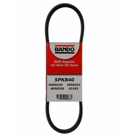 BANDO Rib Ace Precision Engineered V-Ribbed Belt - Alternator, 5PK840 5PK840