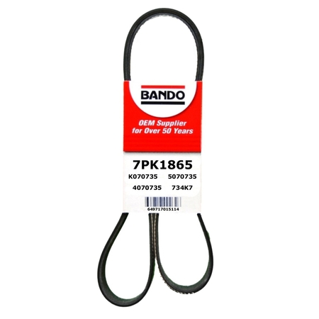 BANDO Rib Ace Precision Engineered V-Ribbed Belt - Main Drive, 7PK1865 7PK1865
