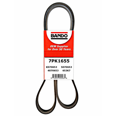 BANDO Rib Ace Precision Engineered V-Ribbed Belt - Main Drive, 7PK1655 7PK1655