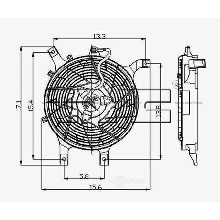 TYC A/C Condenser Fan Assembly, 610630 610630