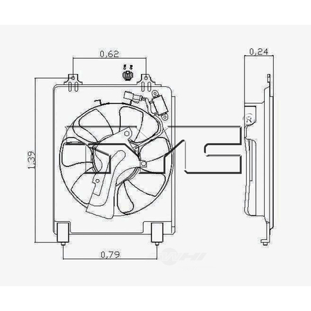 TYC A/C Condenser Fan Assembly 2006-2008 Honda Civic 1.8L, 610970 610970