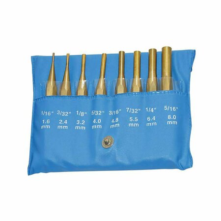 8pc Brass Pin Punch Set in a Reusable Pouch & Spring Loaded Center Punch