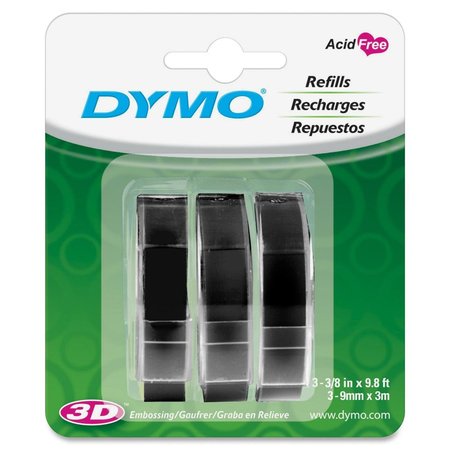 Dymo Dymo Embossing Labels 3/8 Black, 9.8 Length, 3 Rolls Per Pack 1741670