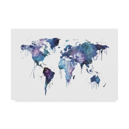 Trademark Fine Art Michael Tompsett 'Watercolor Map Of The World Map'  Canvas Art, 16x24 MT01737-C1624GG