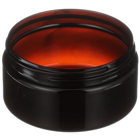 TRICORBRAUN 8 oz Light Amber PET Plastic Round Low Profile Jar- 89-400 Neck Finish 026146