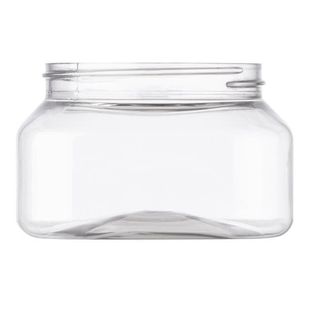 TRICORBRAUN 8 oz Clear PET Plastic Firenze Square Low Profile Jar- 70-400 Neck Finish 026033