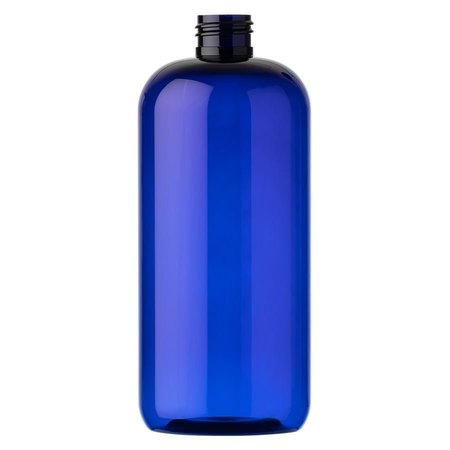 TRICORBRAUN 16 oz Cobalt Blue PET Plastic Boston Round Bottle- 24-410 Neck Finish 027771