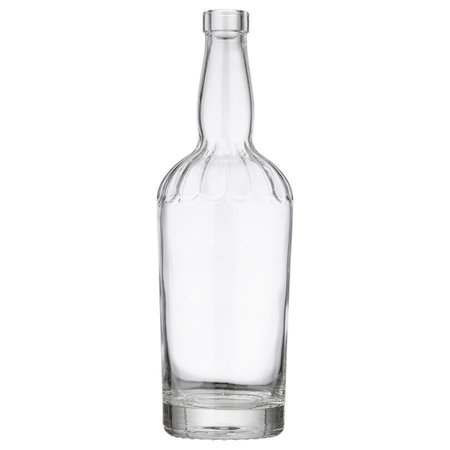 Tricorbraun 750 ml Glass Round Fluted Tapered Jimmy Lee Liquor Bottle 18.5 mm Bar Top Neck Finish, Clear 140950