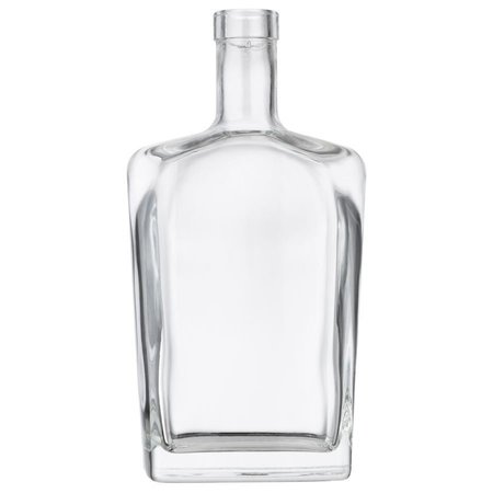 TRICORBRAUN 750 ml Glass Oblong Tapered New Amsterdam Liquor Bottle 21.5 mm Bar Top Neck Finish, Clear 140951