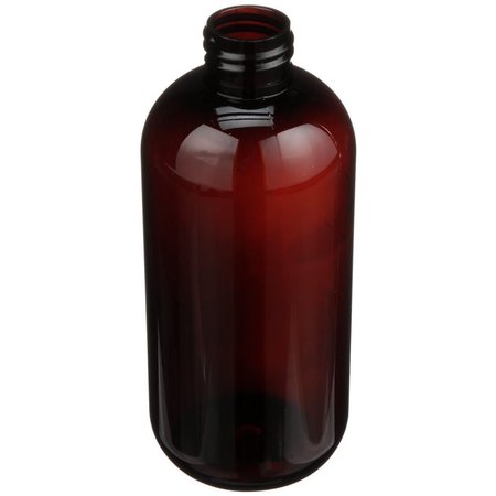 TRICORBRAUN 8 oz Light Amber PET Plastic Boston Round Bottle- 24-410 Neck Finish 024970