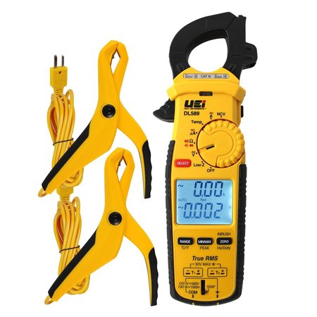 Uei 600A TRMS Clamp Meter w/ DC Amps, Inrush, Magnet DL589COMBO