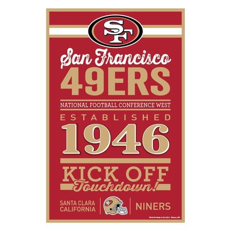 Wincraft San Francisco 49ers Sign 11x17 Wood Established Design 3208561904