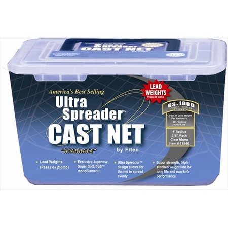FITEC 10150 RS750 Super Spreader Cast Net 5'x3/8 Mesh Clear 3/4 lb wt