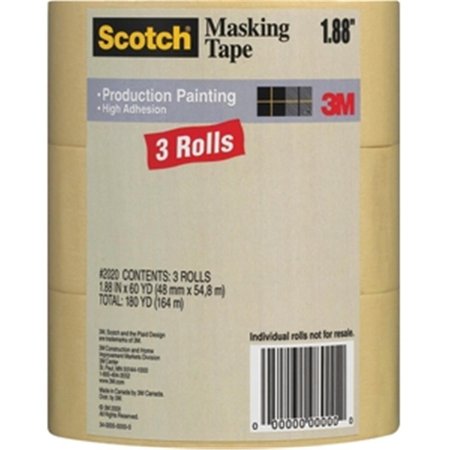 3M Performance Yellow Masking Tape 301+, 12 mm x 55 M, 6.3 Mil