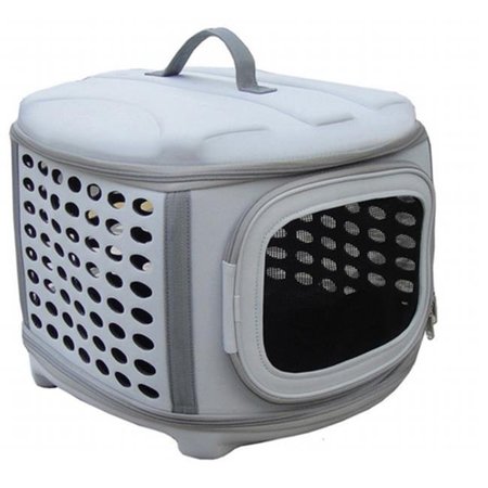 Pet Life 'Capacious' Dual-Sided Expandable Spacious Wire Folding Collapsible  Lightweight Pet Dog Crate Carrier House - Grey