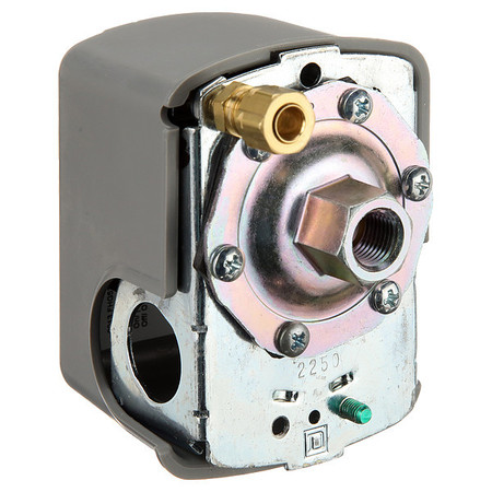 Telemecanique Sensors Pressure Switch, (1) Port, 1/4 in FNPS, DPST, 60 to 200 psi, Standard Action 9013FHG52J59X
