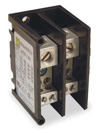 SQUARE D Pwr Dist Block, 310A, 2P, 6AWG-350 MCM, 600V 9080LBA263101