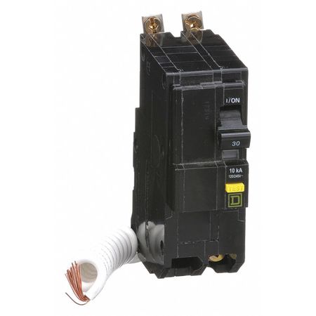 SQUARE D Miniature Circuit Breaker, QOB Series 30A, 2 Pole, 120/240V AC, A Curve QOB230GFI