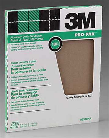 3M Sanding Sheet, 11x9 In, 180 G, AlO, PK250 88590NA