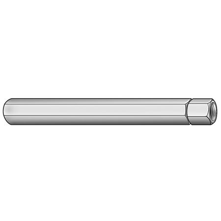 ZORO SELECT Internally-Threaded Rod, 3/8"-24 Thread to 3/8"-24 Thread, 1 ft, Aluminum, Plain Finish, Hex LINKT136