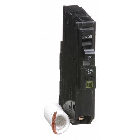 SQUARE D Miniature Circuit Breaker, QO Series 20A, 1 Pole, 120V AC, B Curve QO120EPD