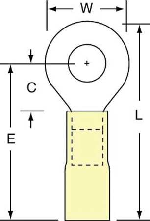 3M 12-10 AWG Heat-Shrink Ring Terminal 1/4" Stud PK250 MH10-14RK